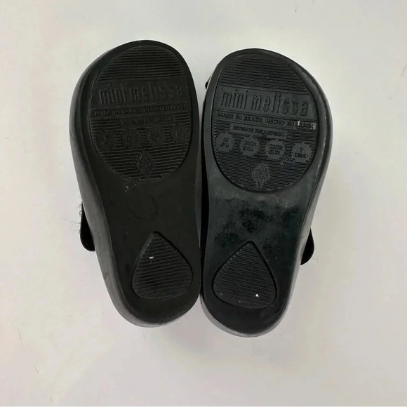 Mini Melissa toddler peep toe shoes size 7 black bow - Picture 6 of 8